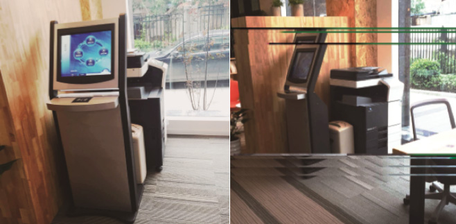 柯尼卡美能達(dá)的分體式大屏終端機(jī)柜